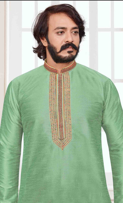 Pista Green Colour Kurta Pajama In Art Silk KP1210101 A
