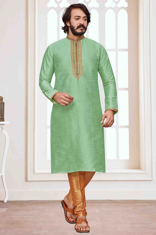 Pista Green Colour Kurta Pajama In Art Silk KP1210101