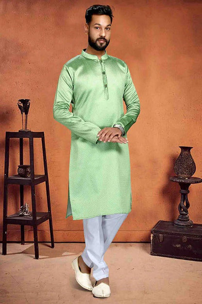 Pista Green Colour Kurta Pajama In Brocade KP1210218
