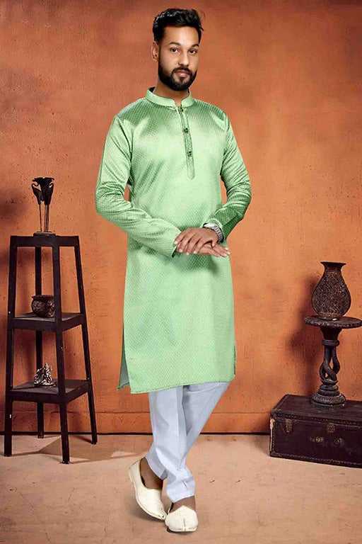 Pista Green Colour Kurta Pajama In Brocade KP1210218