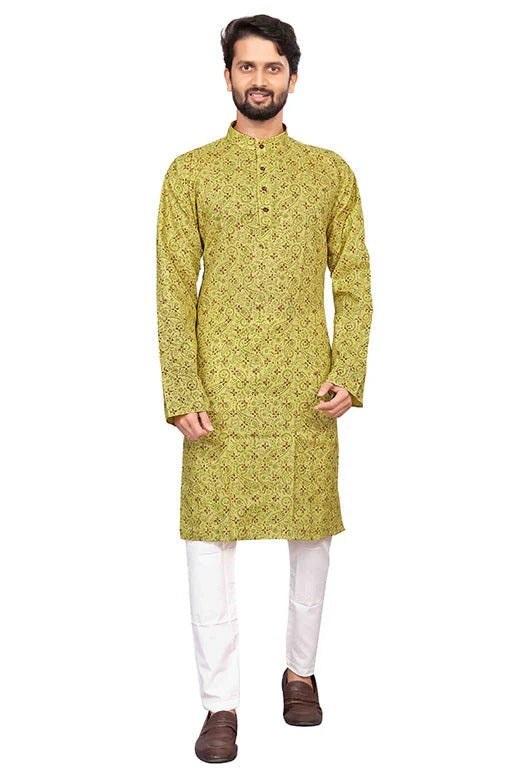 Pista Green Colour Kurta Pajama In Cotton KP1210190