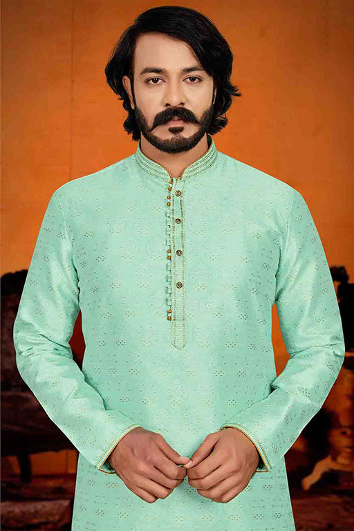 Pista Green Colour Kurta Pajama In Jacquard KP1210247 A