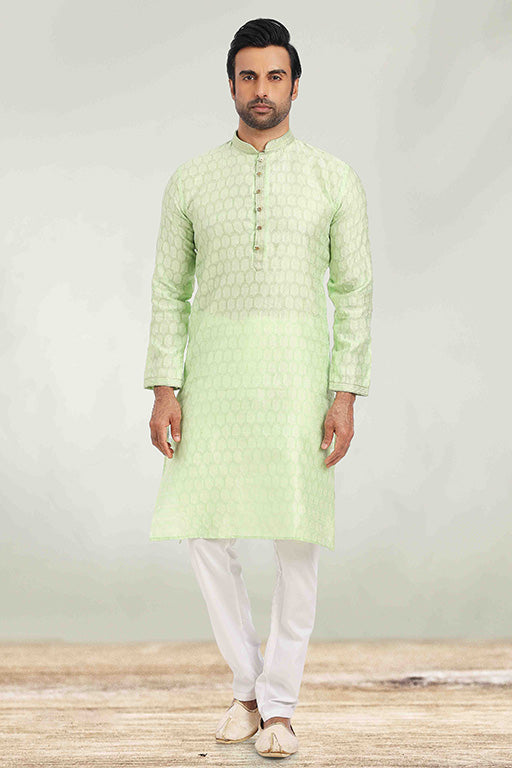 Pista Green Colour Kurta Pajama In Jacquard KP1210265