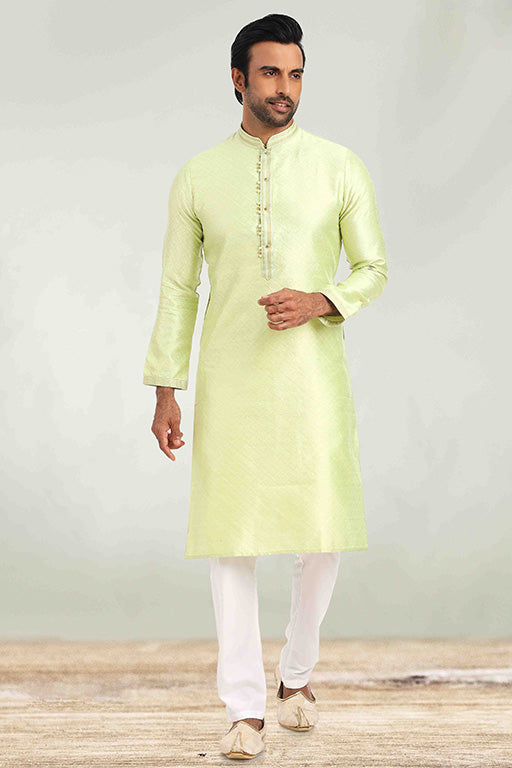 Pista Green Colour Kurta Pajama In Jacquard KP1210284