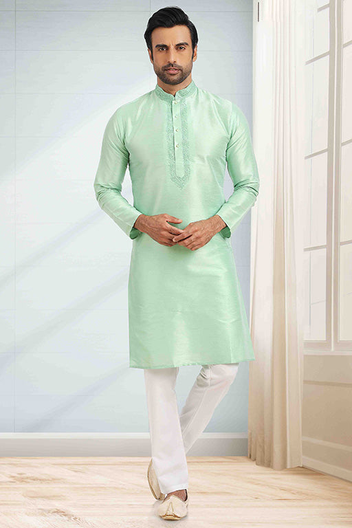 Pista Green Colour Kurta Pajama In Silk KP1210249