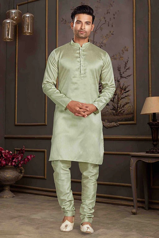 Pista Green Colour Kurta Pajama In Silk Mastani KP1210160