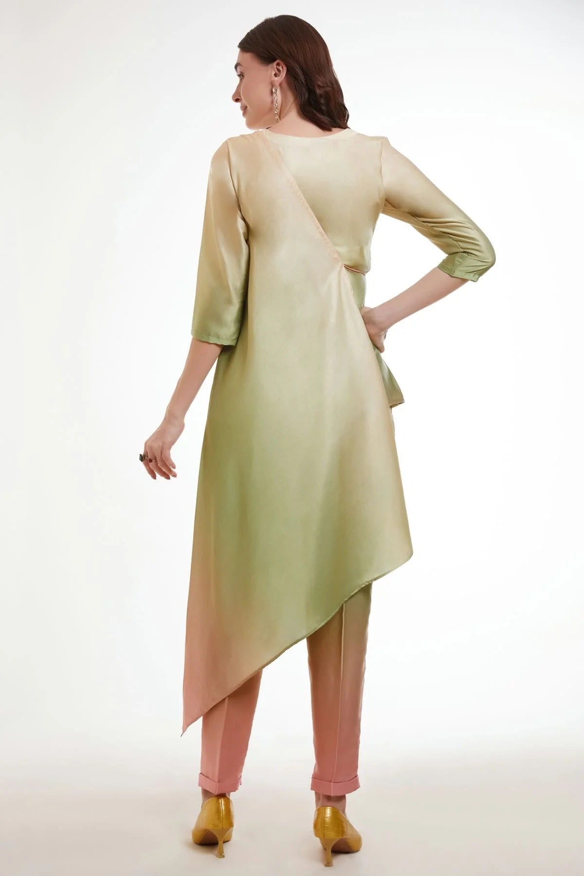 Pista Green Colour Modal Satin Top and Bottom TP1080921 A