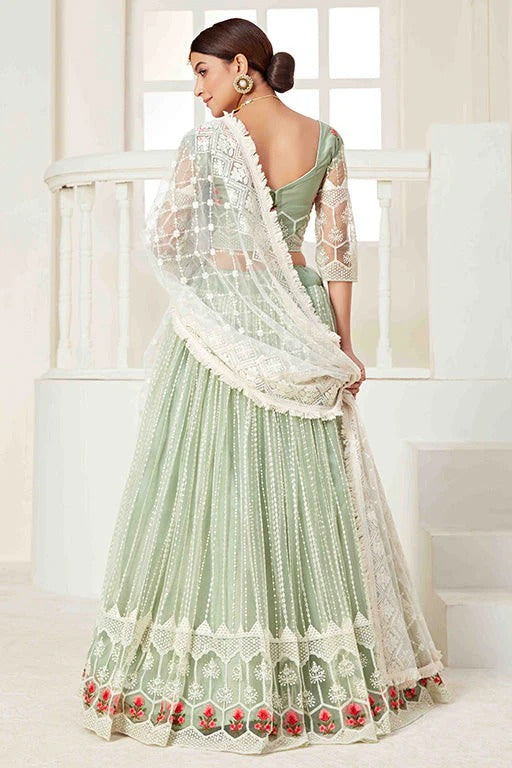 Pista Green Colour Net Designer Lehenga Choli LC1240019 A