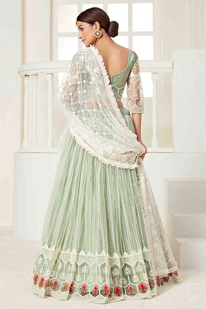 Pista Green Colour Net Designer Lehenga Choli LC1240019 A