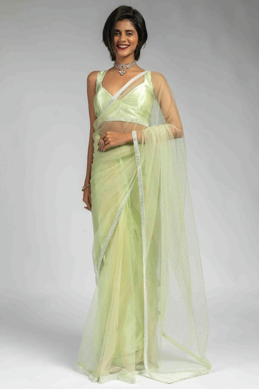 Pista Green Colour Net Ready To Wear Saree SD1122057