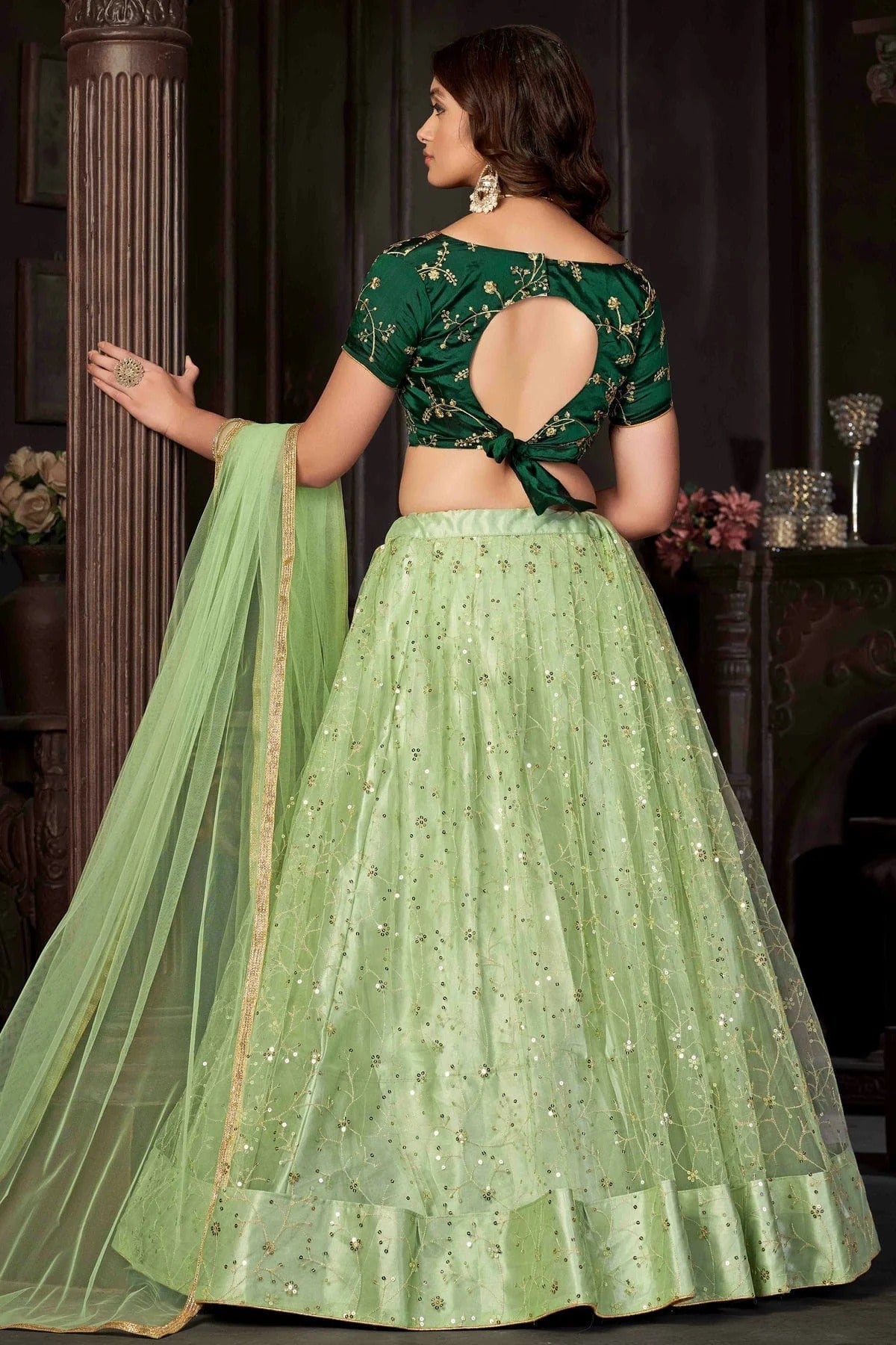 Pista Green Colour Net Semi Stitched Lehenga Choli LC1170053 B