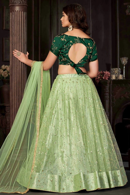 Pista Green Colour Net Semi Stitched Lehenga Choli LC1170053 B