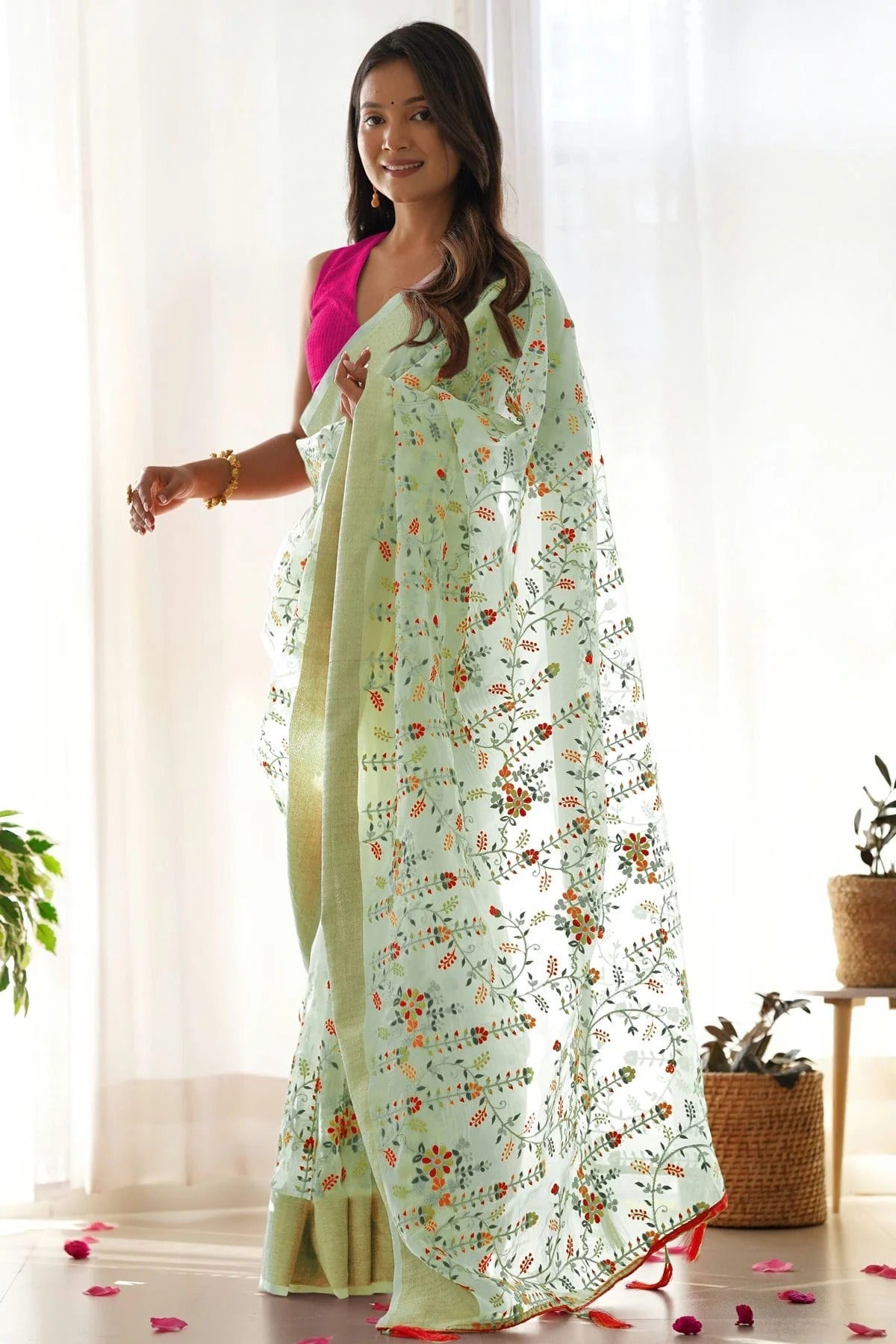 Pista Green Colour Organza Designer Saree SD1111862 A