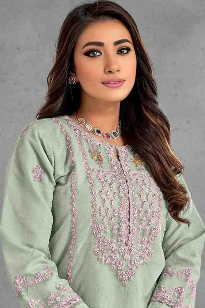 Pista Green Colour Organza Pakistani Suit SM1140818 A