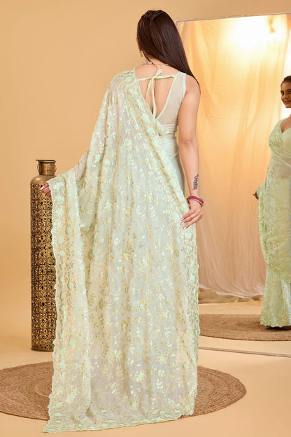 Pista Green Colour Organza Saree SD1110011 A