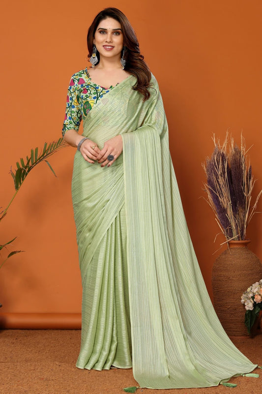 Pista Green Colour Polyester Printed Saree SD1180108