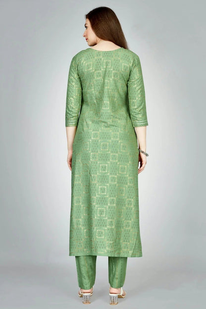 Pista Green Colour Rayon Kurta And Pant Set KR1111312 A