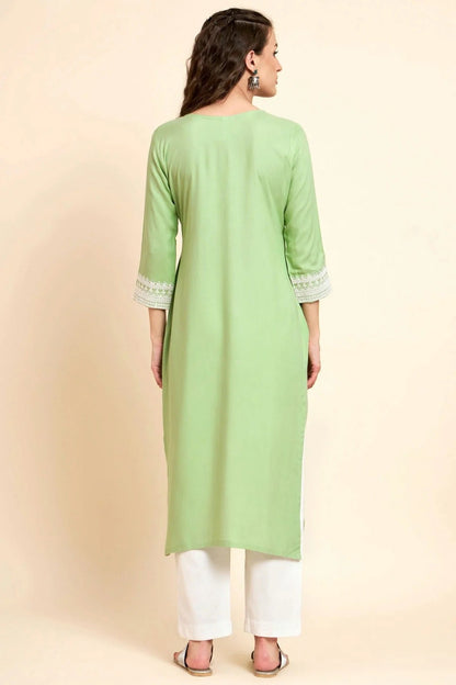 Pista Green Colour Rayon Kurti KR1111070 A