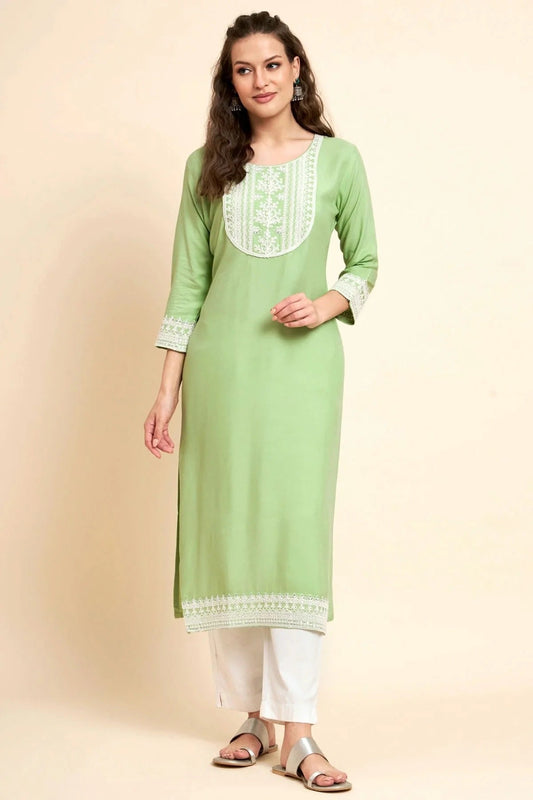 Pista Green Colour Rayon Kurti KR1111070