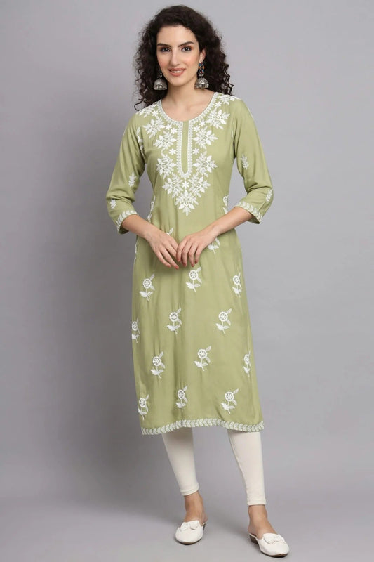 Pista Green Colour Rayon Kurti KR1111086
