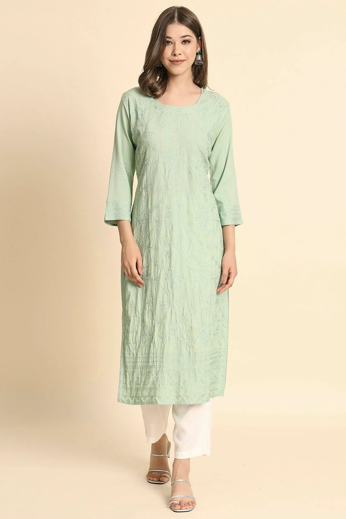 Pista Green Colour Rayon Kurti KR1111106