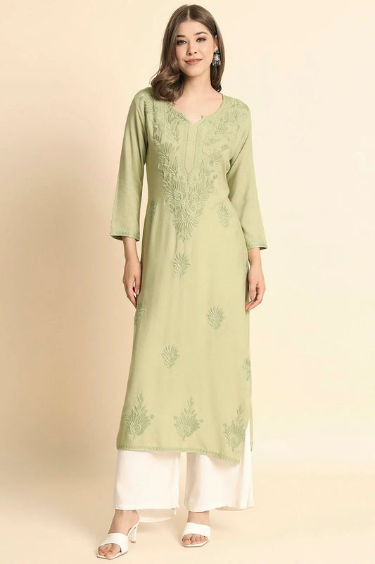 Pista Green Colour Rayon Kurti KR1111118