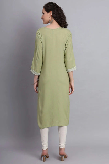 Pista Green Colour Rayon Kurti KR1111153 A