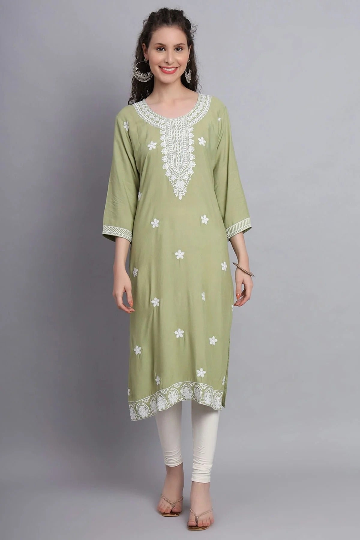 Pista Green Colour Rayon Kurti KR1111153