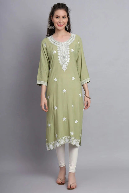Pista Green Colour Rayon Kurti KR1111153