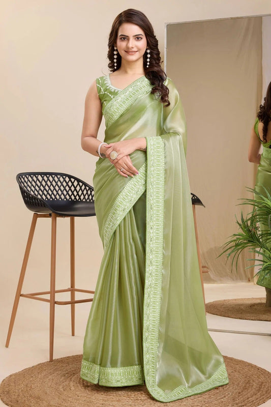 Pista Green Colour Silk Saree SD1110229