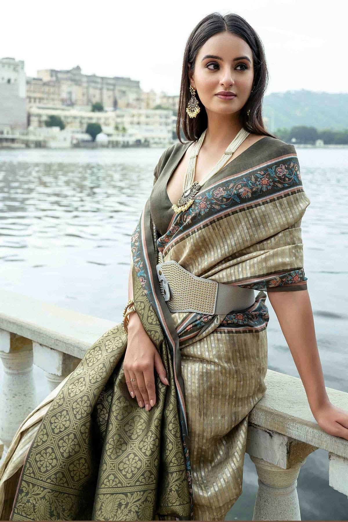 Pista Green Colour Soft Silk Designer Saree SD1113380 A