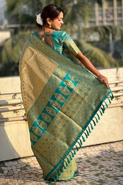 Pista Green Colour Tussar Silk Traditional Saree SD1111917 A