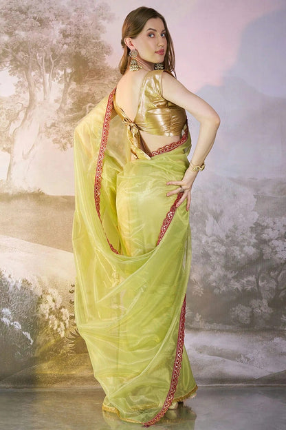 Pista Green Colour Twill Net Saree SD1112735 A