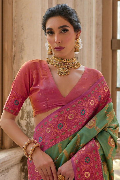 Pista Green Colour Woven Work Banarasi Silk Saree SD1260004 B