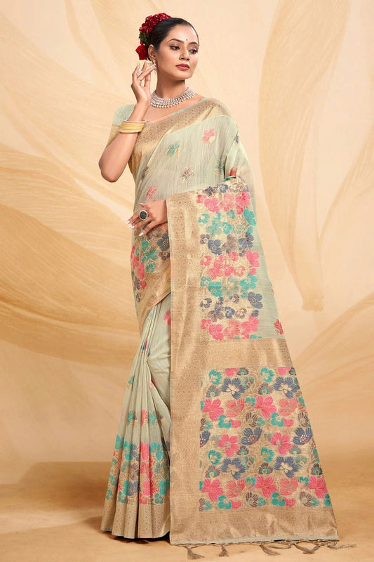 Pista Green Colour Woven Work Cotton Saree SD1101669