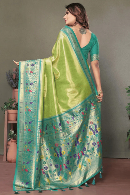 Pista Green Colour Woven Work Pure Banarasi Tissue Silk Traditional Saree SD1250271 B