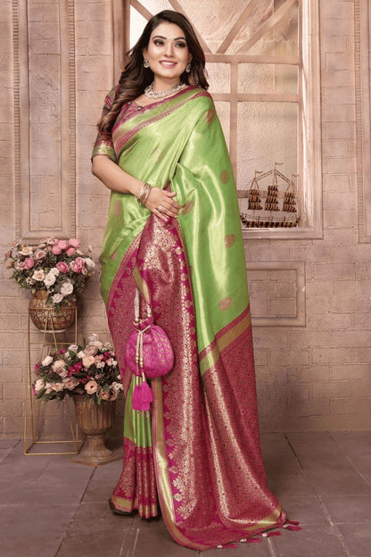 Pista Green Colour Woven Work Pure Banarasi Tissue Silk Traditional Saree SD1250286 A