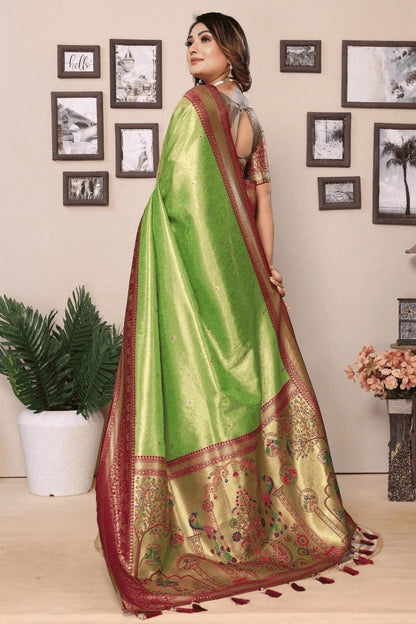 Pista Green Colour Woven Work Pure Banarasi Tissue Silk Traditional Saree SD1250307 B
