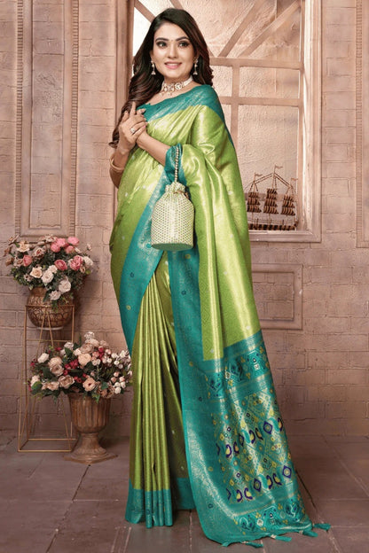 Pista Green Colour Woven Work Pure Banarasi Tissue Silk Traditional Saree SD1250332 A