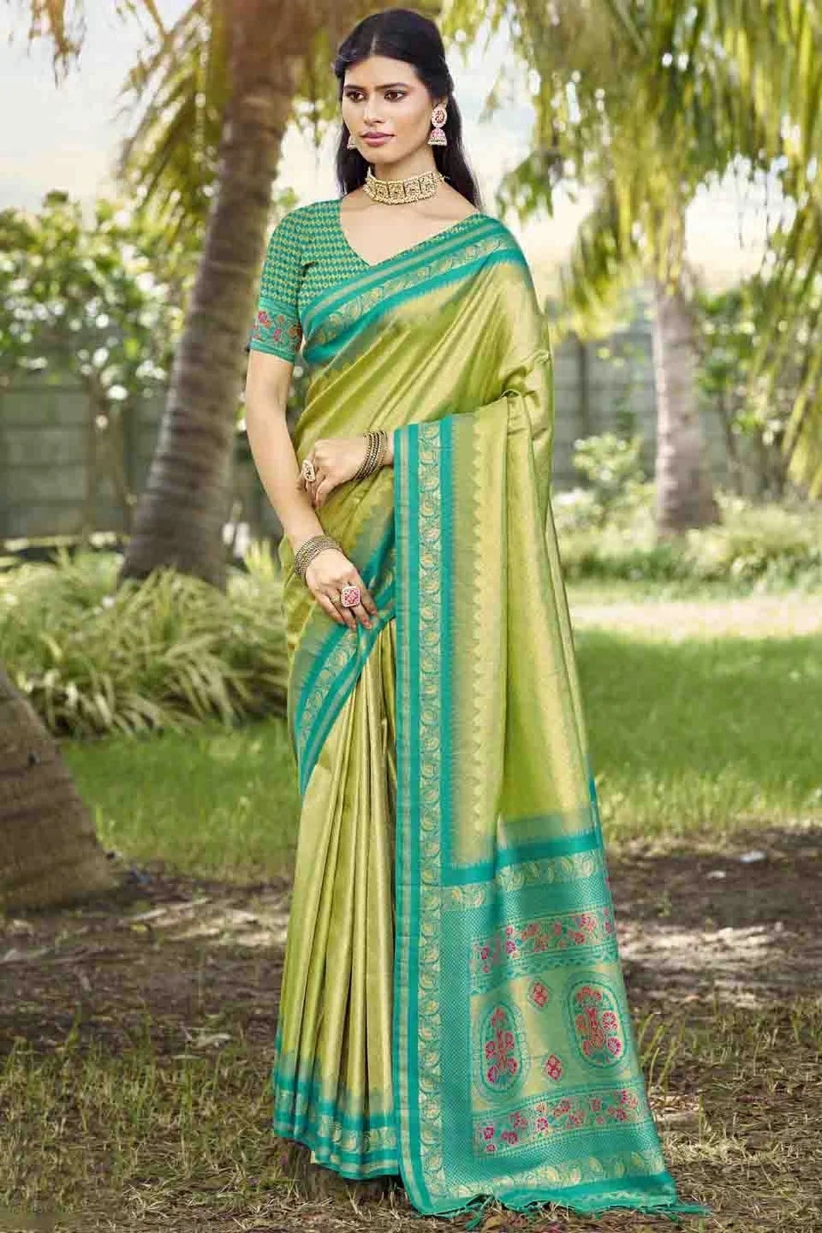 Pista Green Colour Woven Work Silk Traditional Saree SD1103148