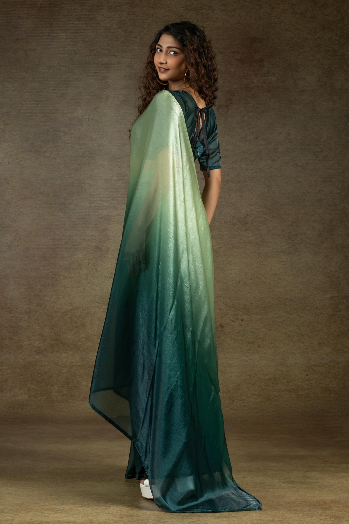 Pista Green and Rama Green Colour Fendi Satin Silk Ready To Wear Saree