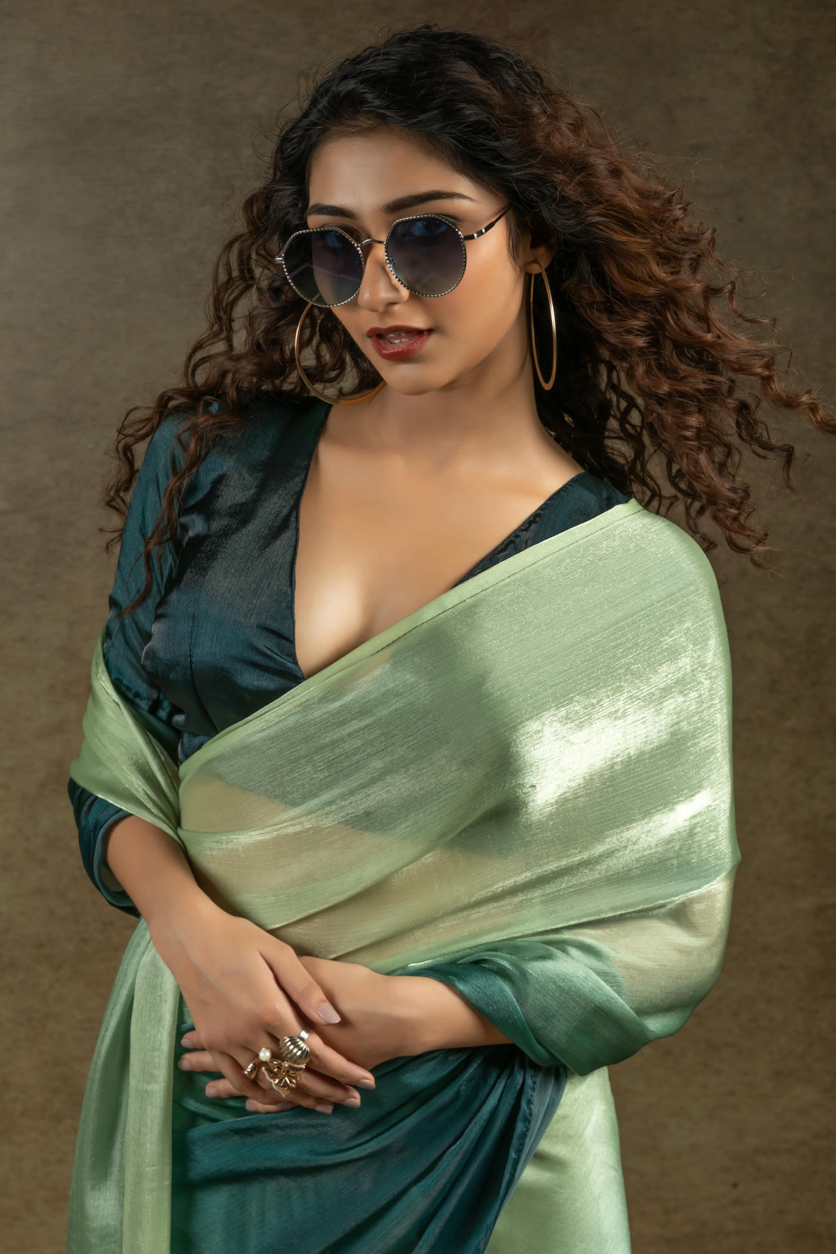 Pista Green and Rama Green Colour Fendi Satin Silk Ready To Wear Saree