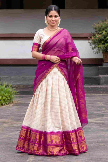 Poly Cotton Zari Woven Work Stitched Lehenga Choli In Wine Colour