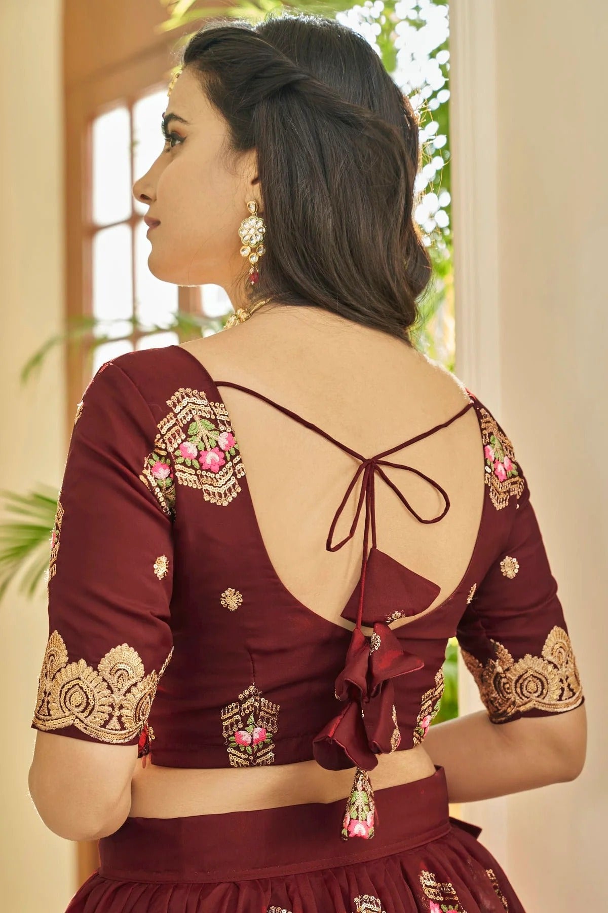 Premium Organza Designer Lehenga Choli In Maroon Colour LC1270061 B
