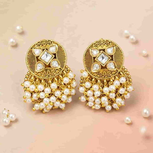 Premium Stone Micro Gold Plated Designer Stud Earrings
