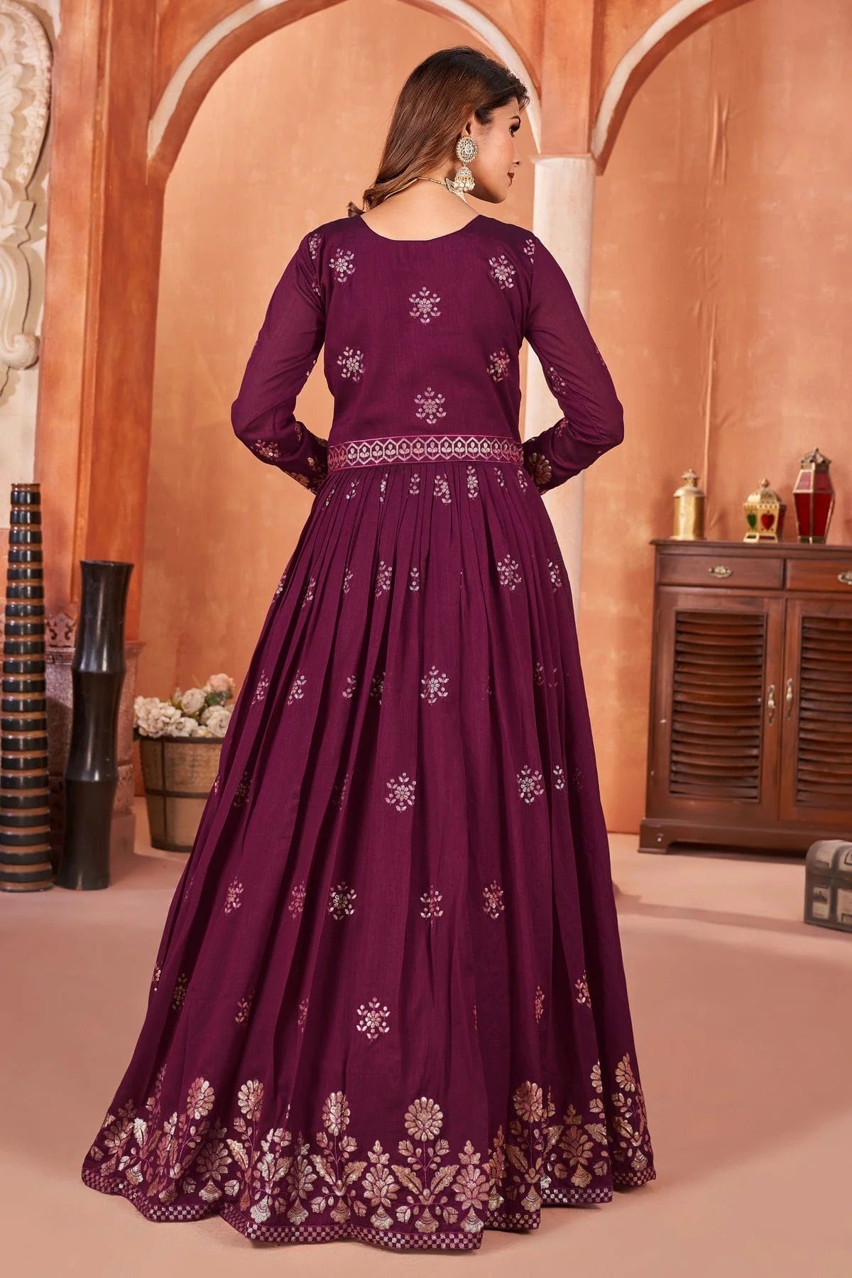 Purple Colour Anarkali Suit Art Silk Semi Stitched SM1050513 A