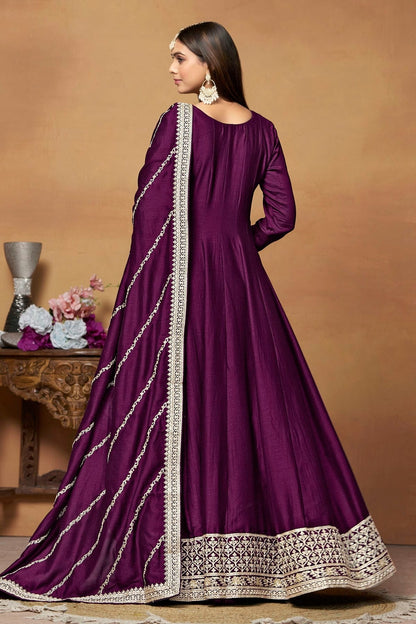 Purple Colour Anarkali Suit Art Silk Semi Stitched SM1050534 A
