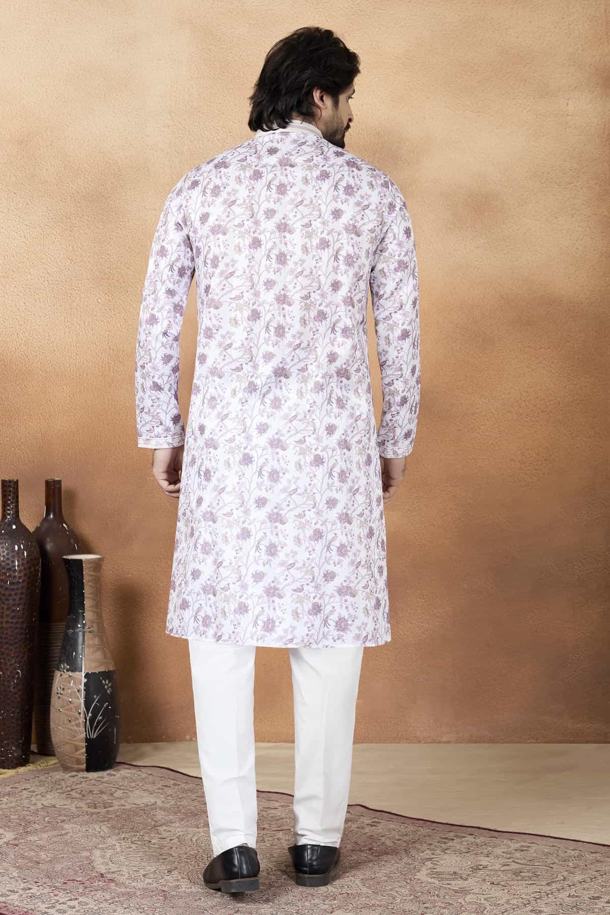 Purple Colour Art Silk Pintux Work Kurta Pajama