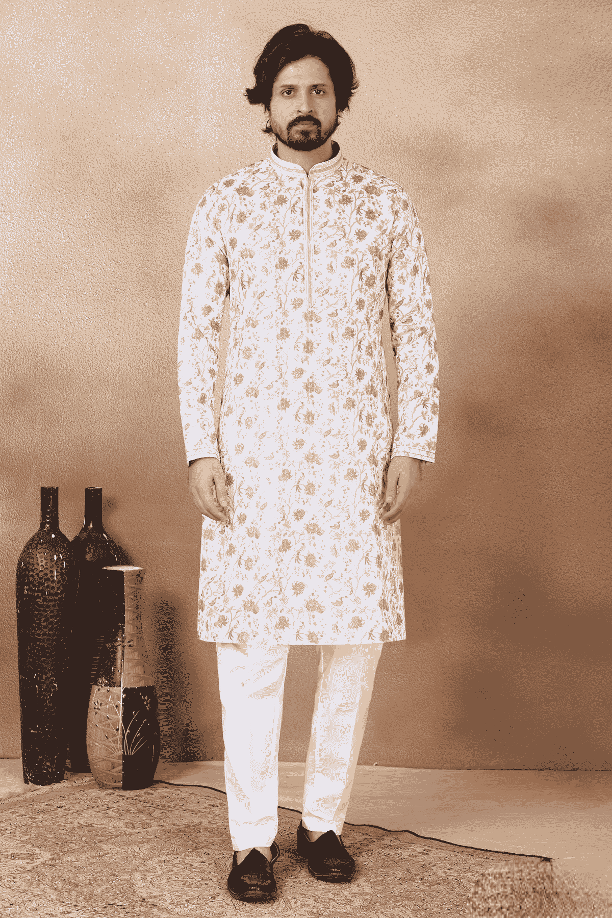 Purple Colour Art Silk Pintux Work Kurta Pajama