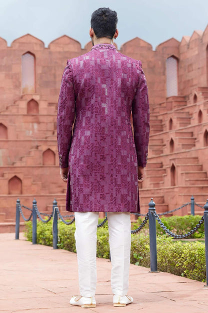 Purple Colour Art Silk Thread Embroidery Work 2 Pcs Jacket Set